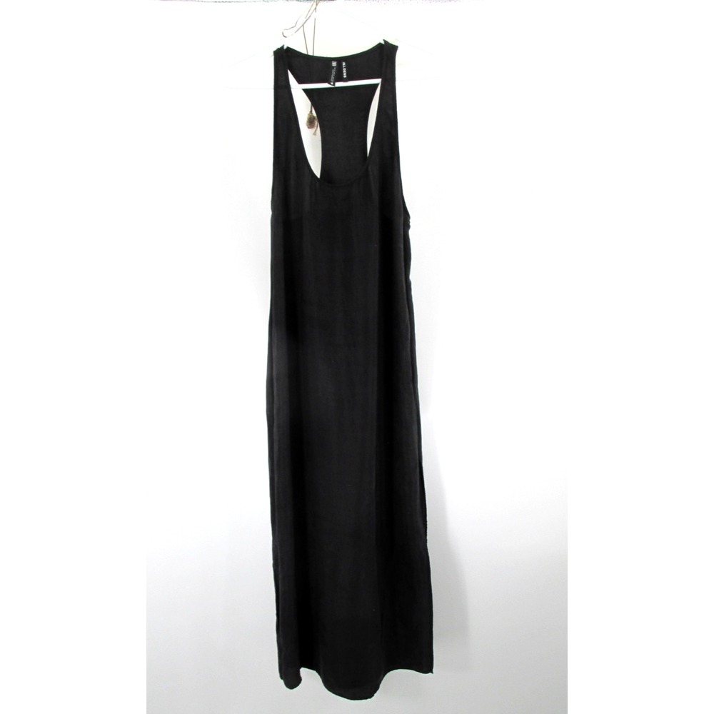 ZARA FILLSENS Maxi Smock Dress Women Small Black Sleeveless Flowy Lagenlook Slit